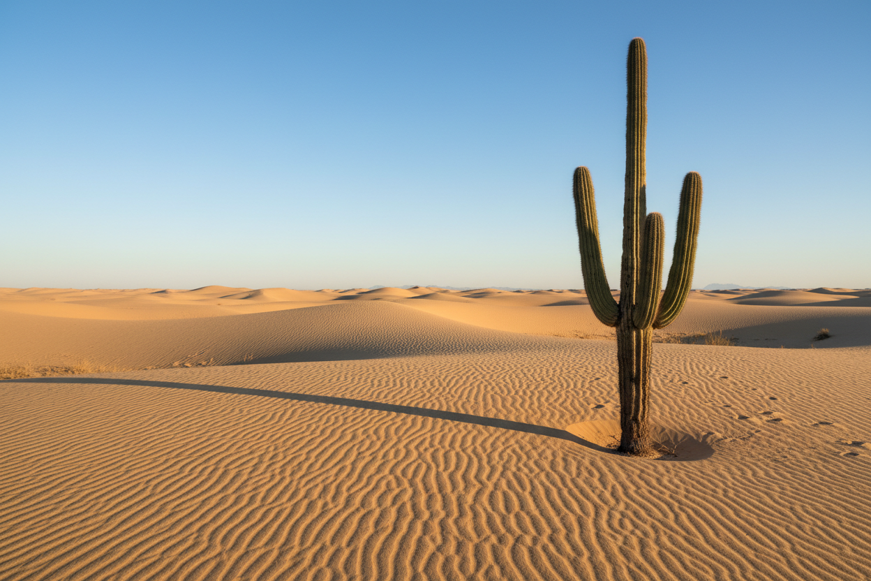 desert with one single cactus